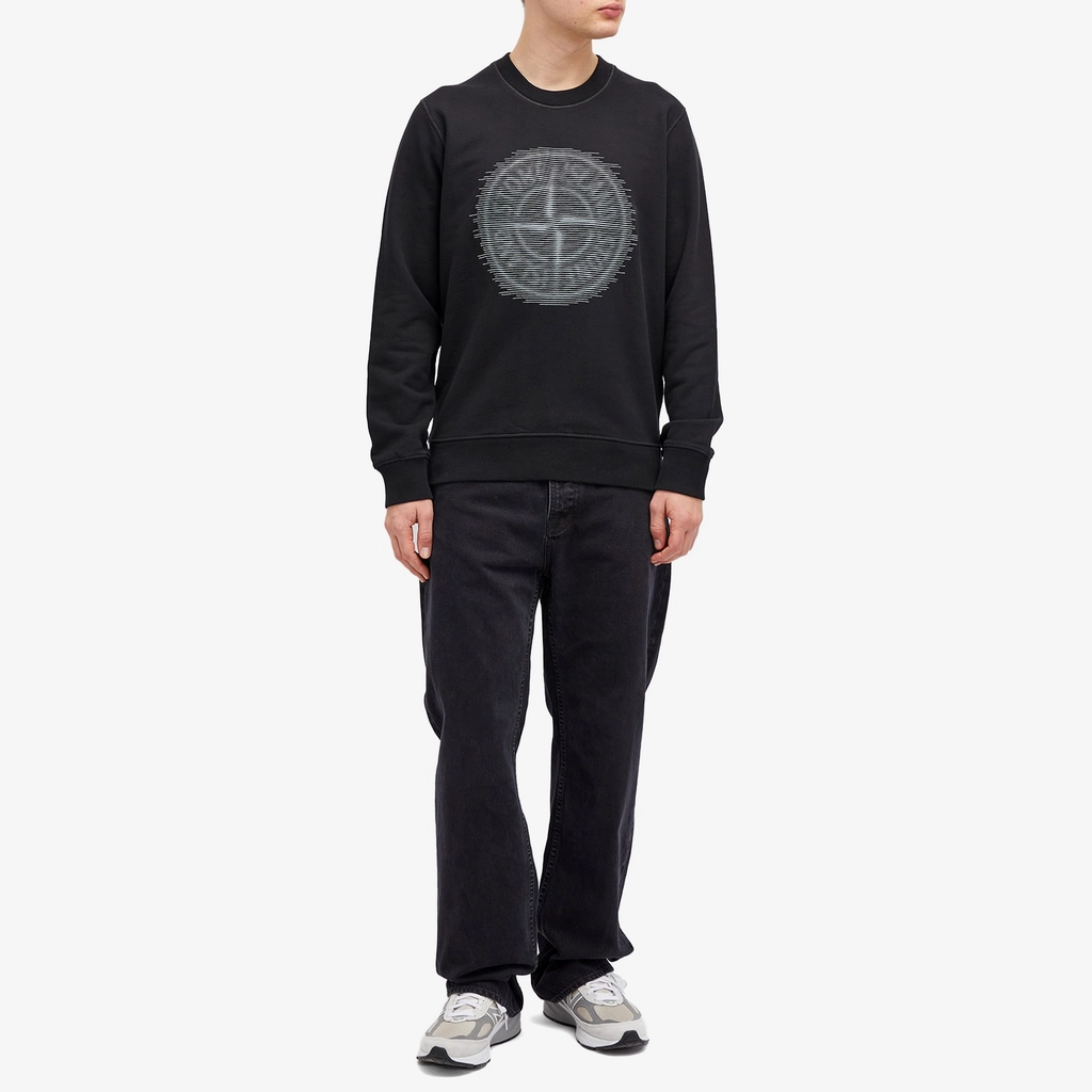 Stone Island Men's Badge Print Crew Neck Sweatshirt Black